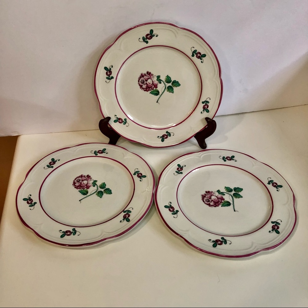 3 TIFFANY dessert plates “Strasbourg Flowers” EUC